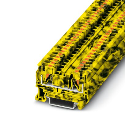 Phoenix Contact Feed-Through Terminal Block; PT 4-FE ; 30A; 600V; 1-Level; #24 - #10; Push-In Connection; Black-Yellow